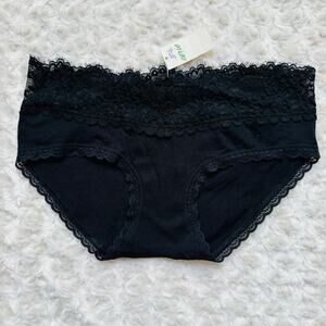 Aerie Lace Black Boybrief Culotte Cotton Underwear Undies Panties Size Small NEW